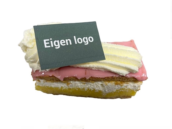 15 gele room tompoucen met logo/foto